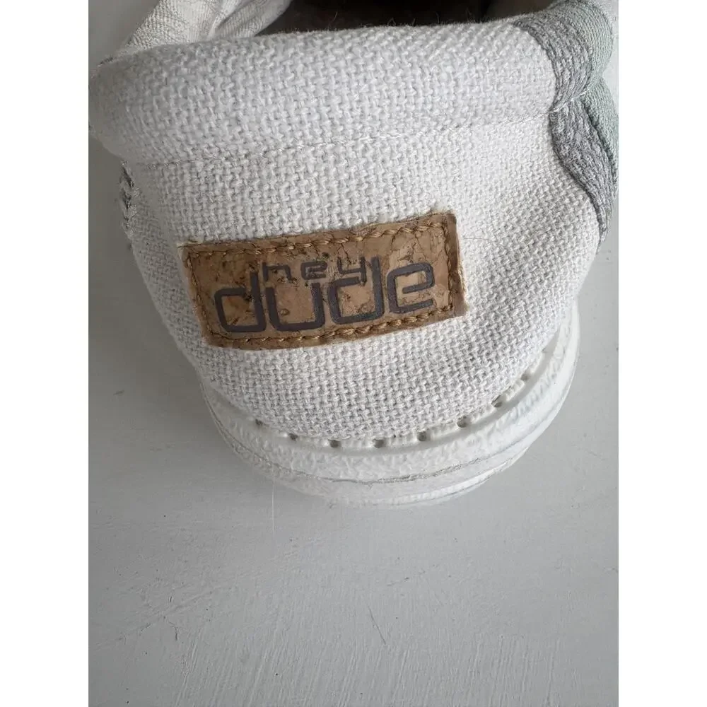 Hey Dude Mens Wally Linen Casual Lightweight Slip On Shoes Size 12 Natural White